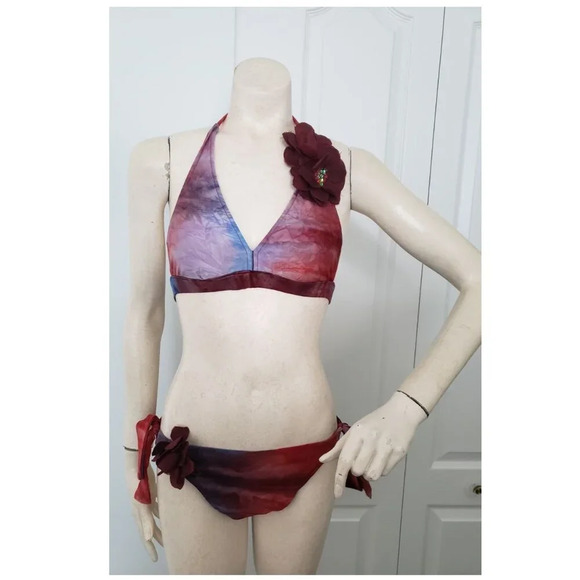 LUCKY BRAND swimsuit bikini with removable flowers size Small - Picture 1 of 11